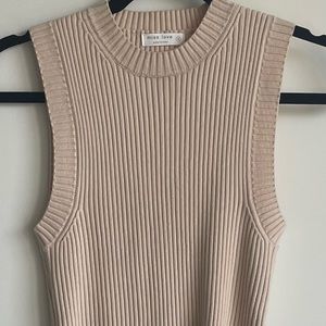 Beige Ribbed Mid Ribbed Top